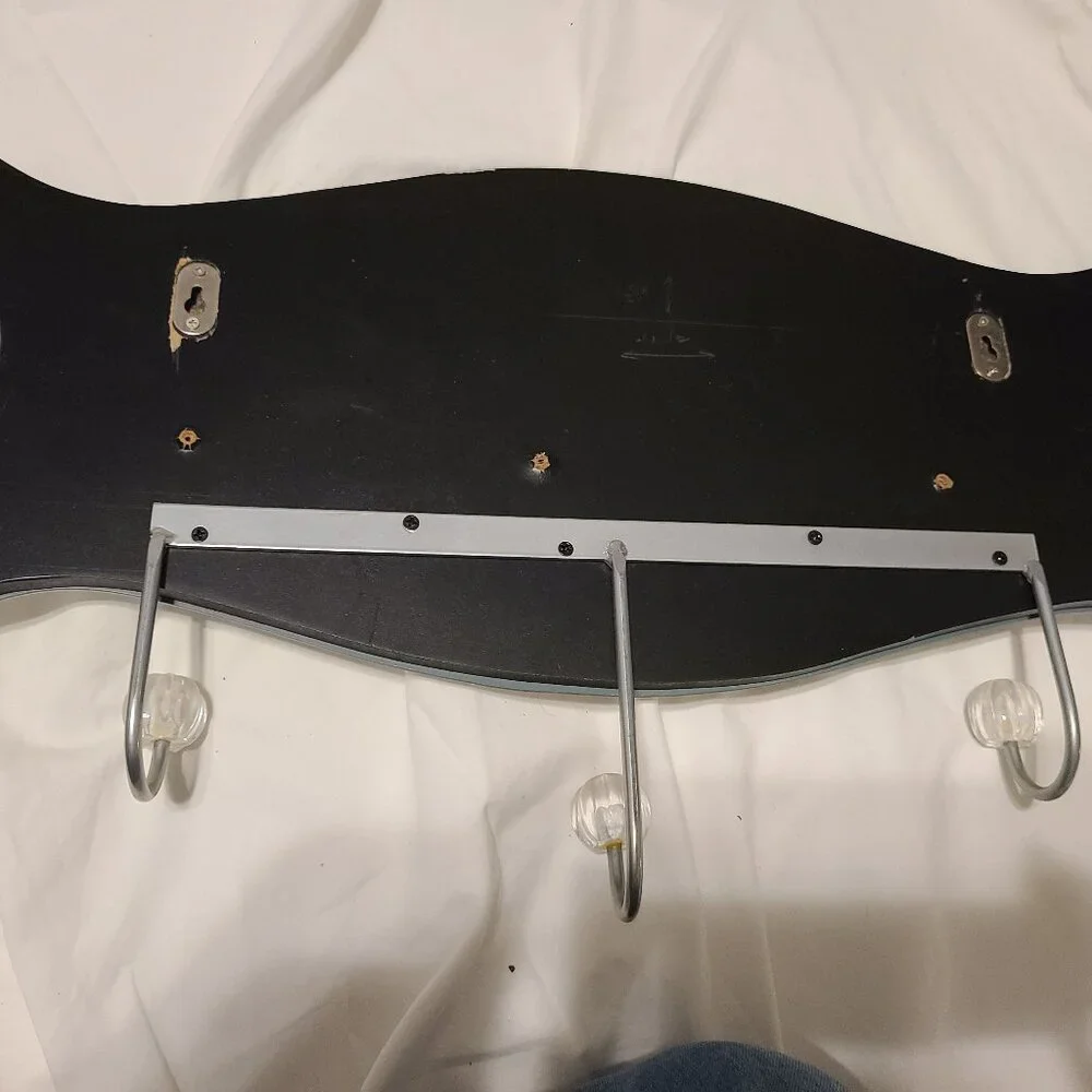 Mirrored Etched Beveled Glass with 3 Hooks Wall Mounted Hanger Powder Room